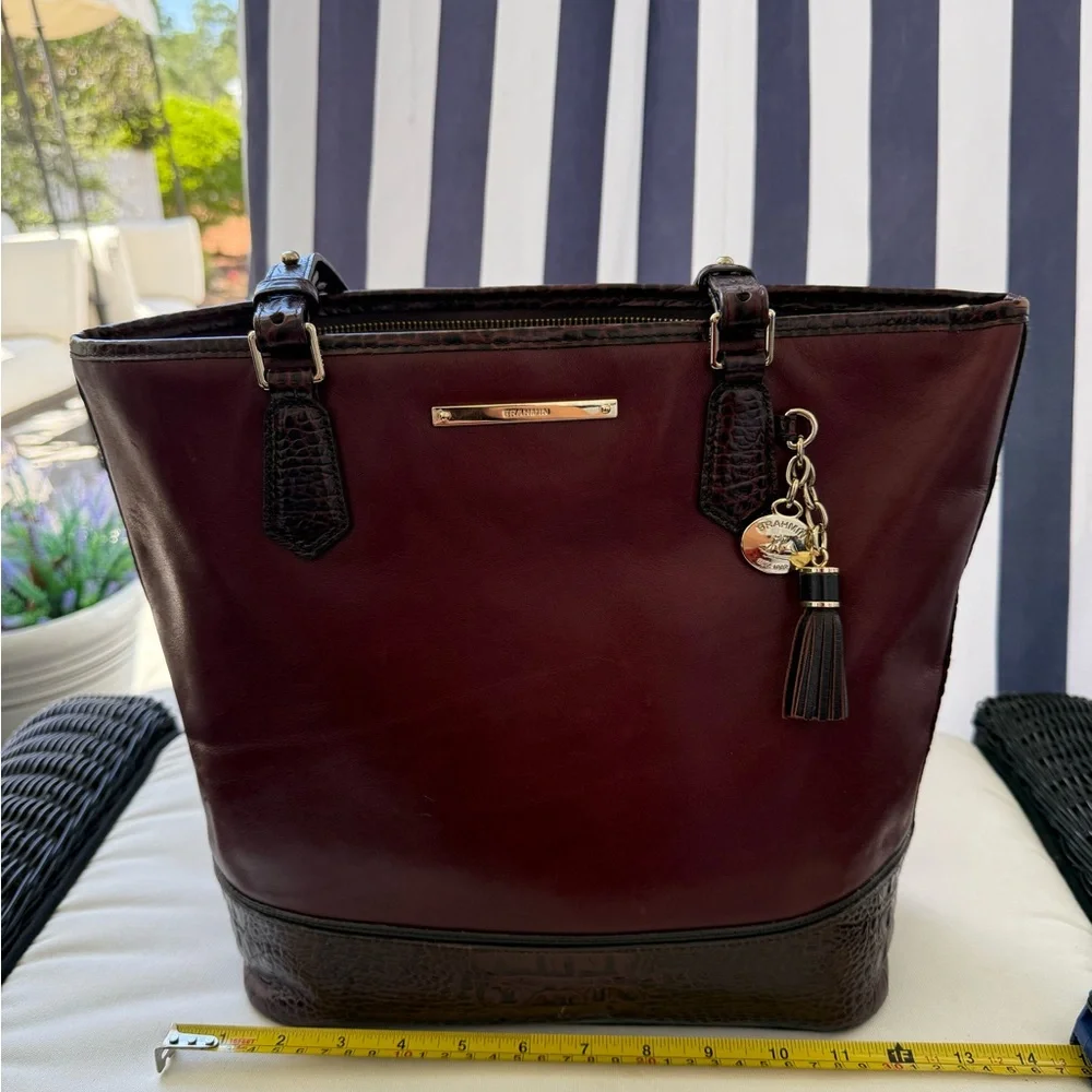 Brahmin Asher Tote Malbec Medium Embossed Croc Trim - Picture 3 of 16
